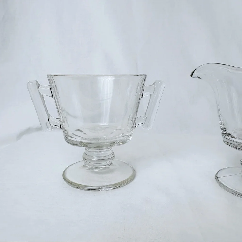 Vintage Fostoria Raleigh Glass Sugar Bowl & Creamer Set